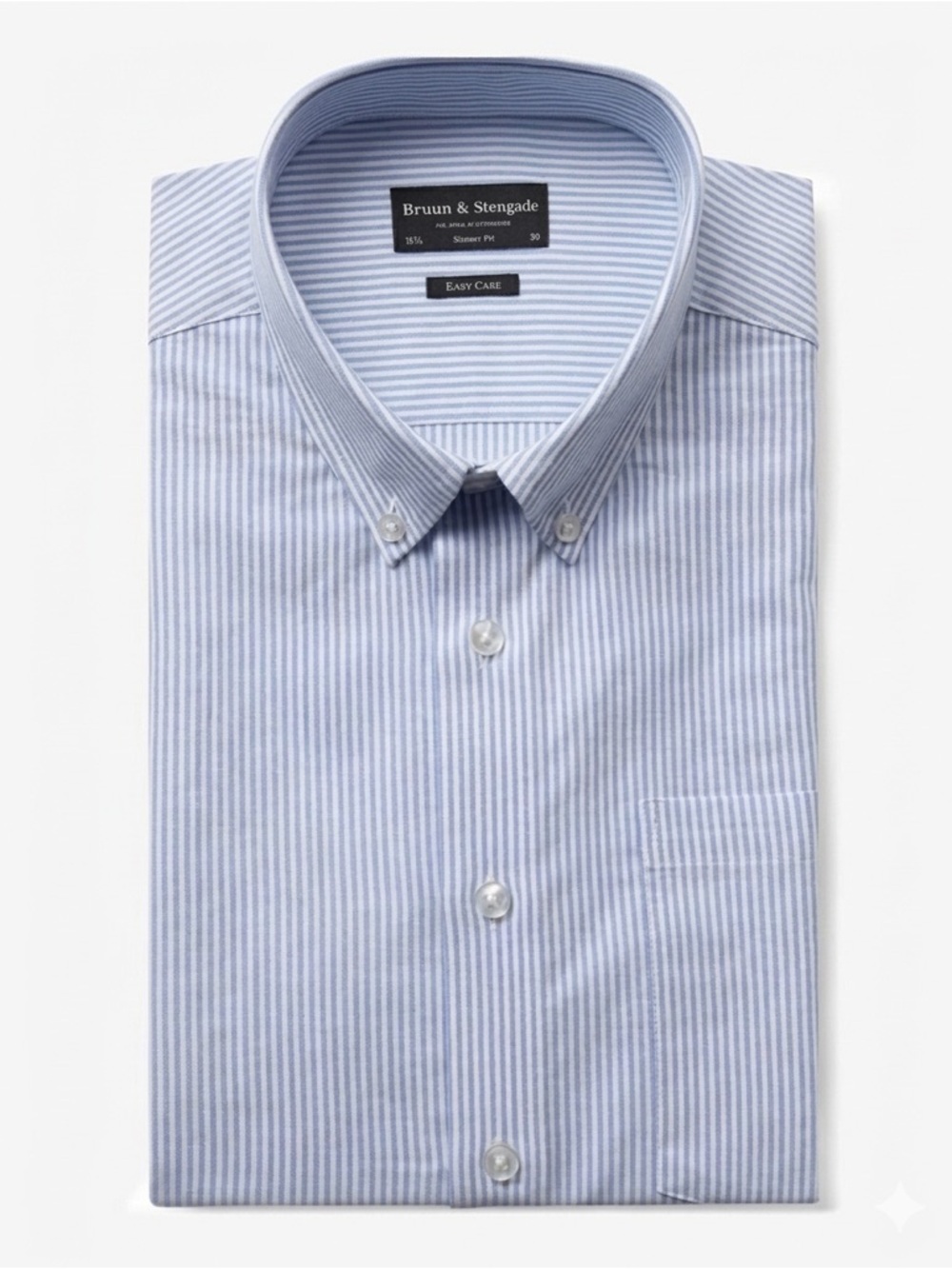 Bruun & Stengade Striped Dress Shirt Size 38 Neck 15 Blue White